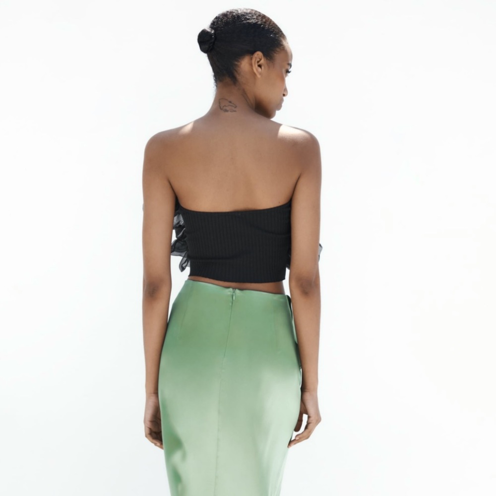 Zara Black Ruffled Off-Shoulder Top - Picture 3 of 5